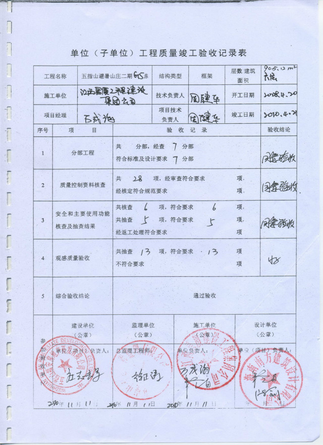 市政工程竣工验收备案表文档下载
