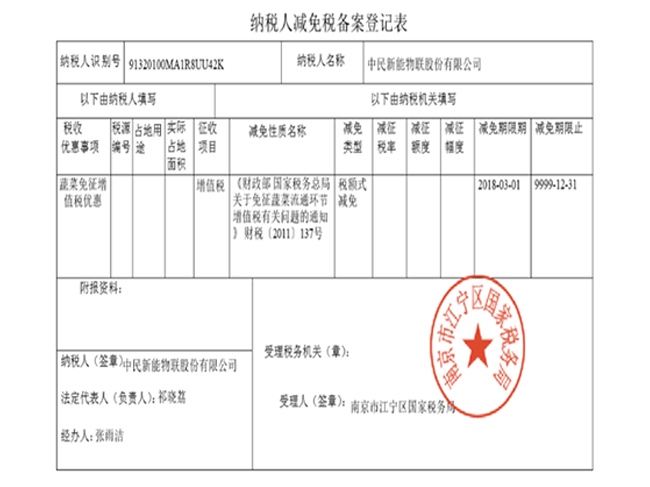民办非企业免税备案申请表