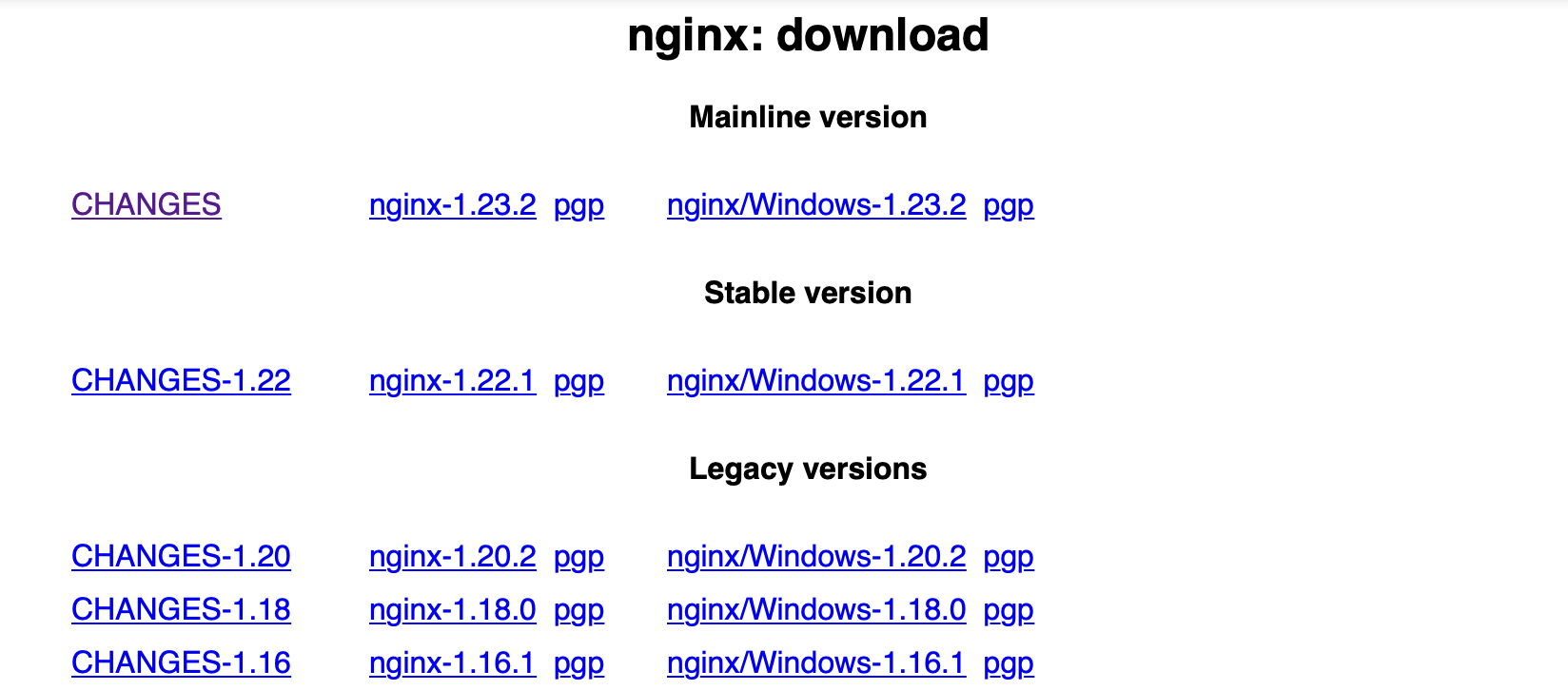nginx 版本