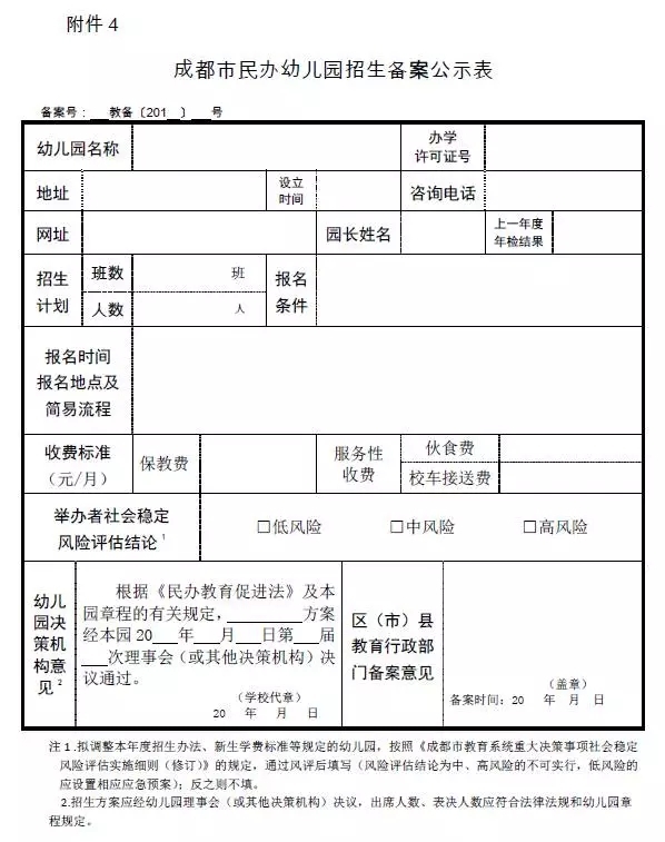 民办幼儿园董事会成员备案表