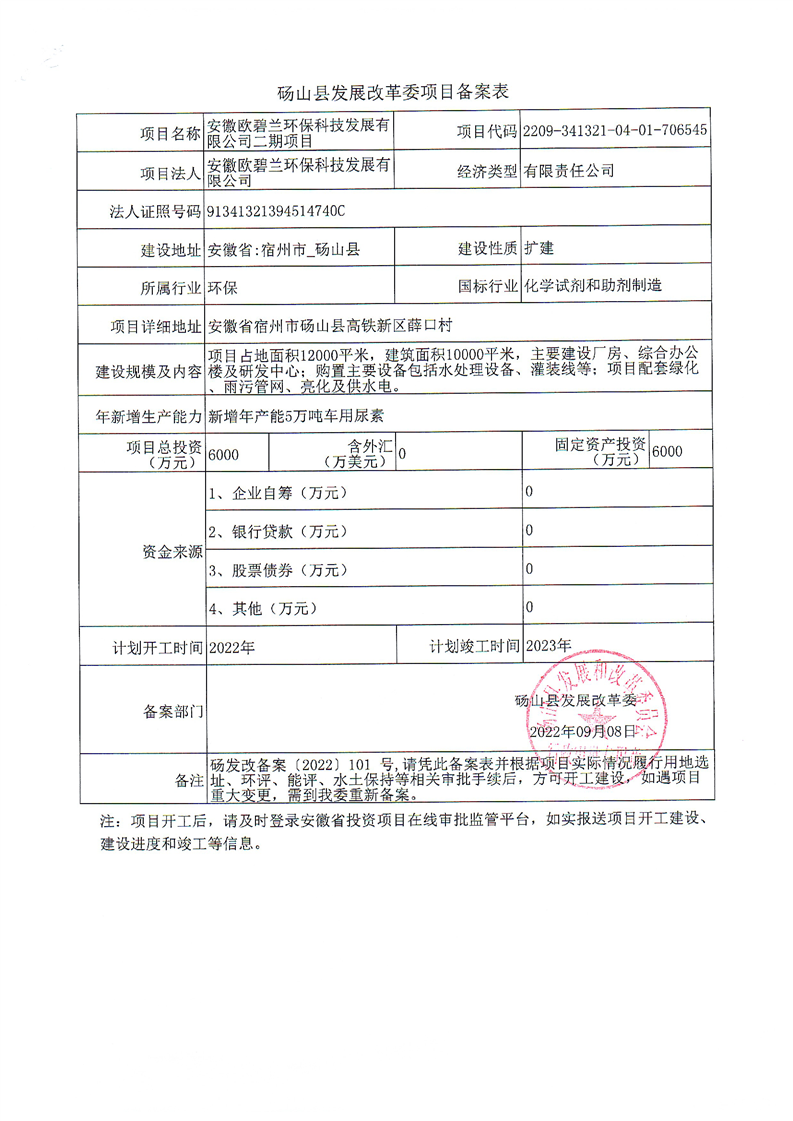 新企业环保备案