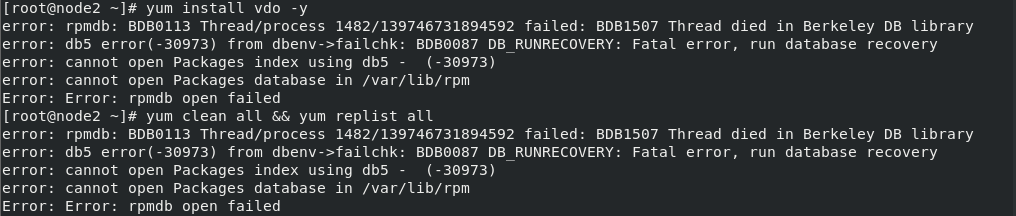 error: rpmdb open failed