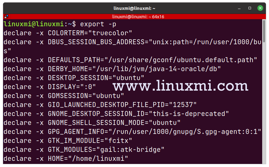 linux export 环境变量